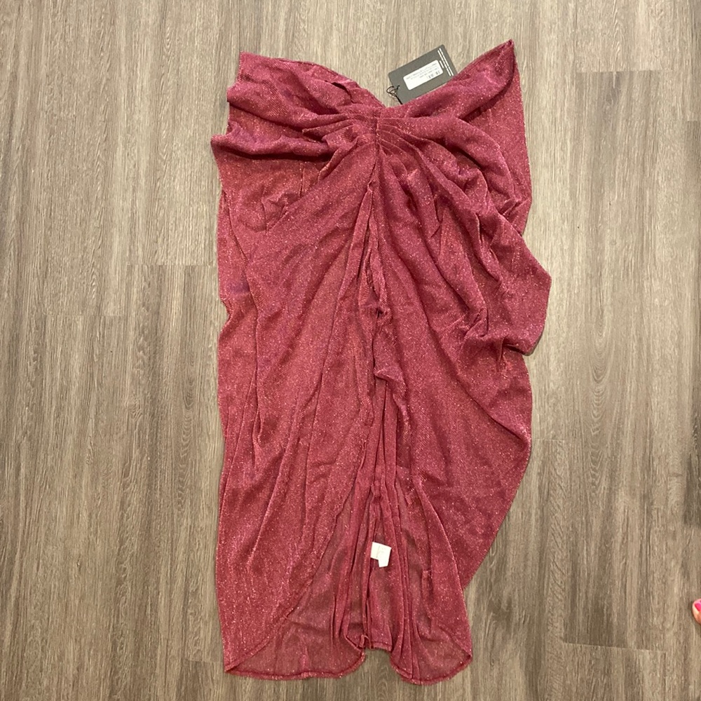 Plus pink sheet glitter ruched midi skirt